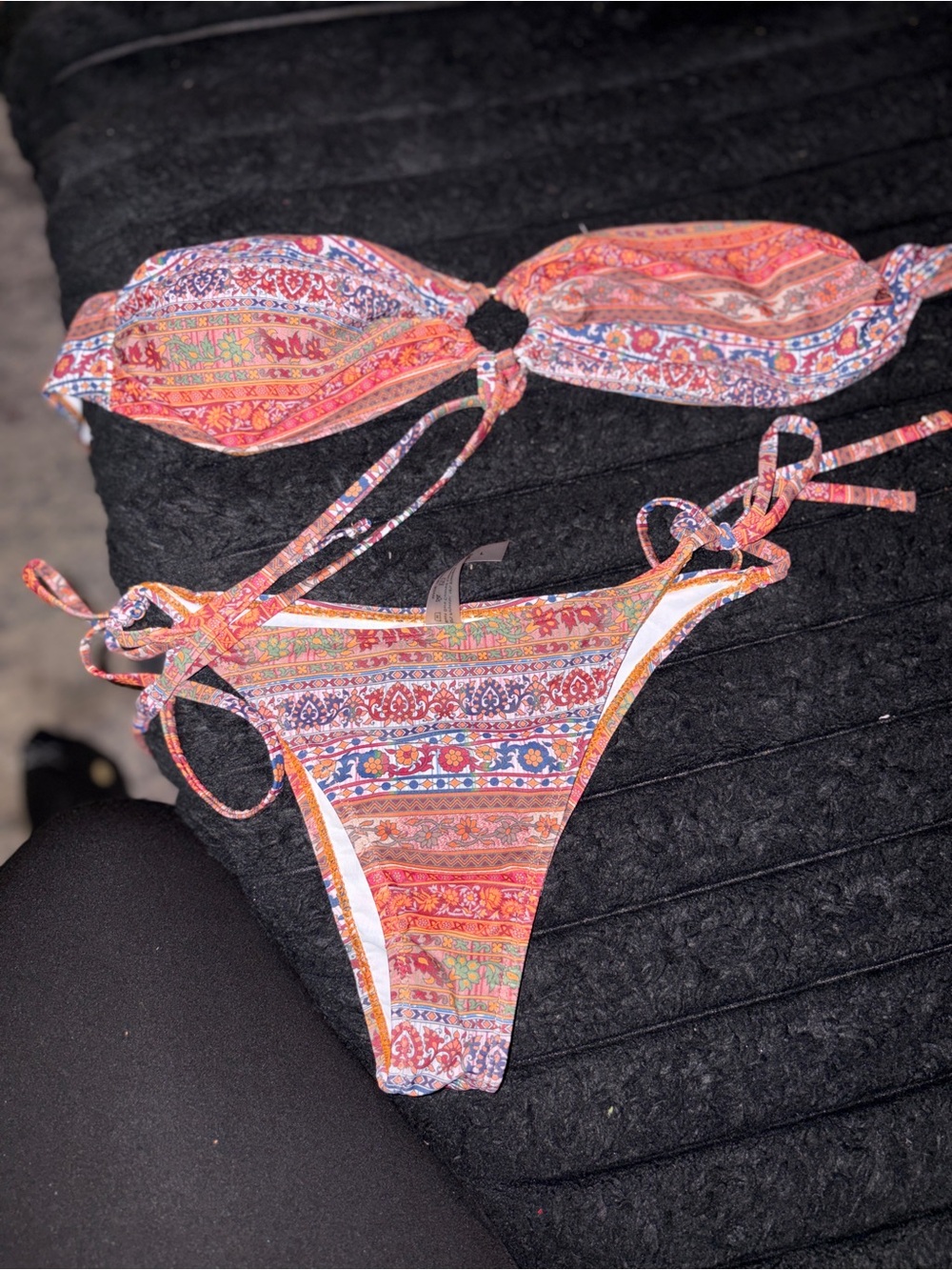 Boho Print Orange Multicolor Tie-Side Bikini
